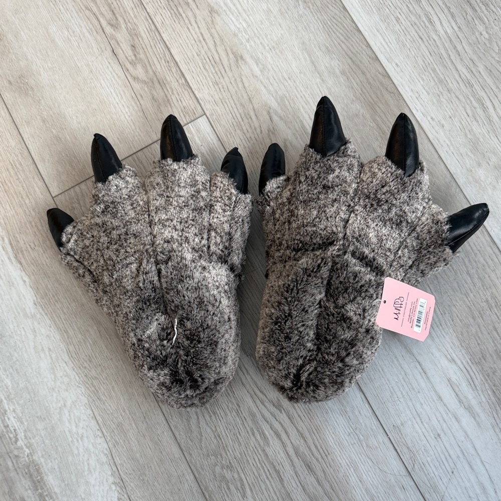 Cozy Dino Bear Paw Slippers for Kids, perfect for Halloween, dress up or purim.